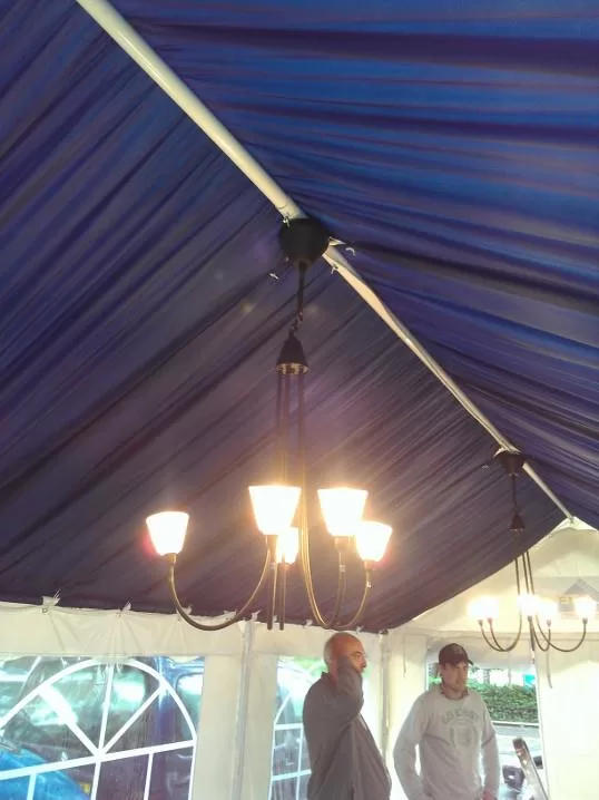 Tented ceiling in a tent