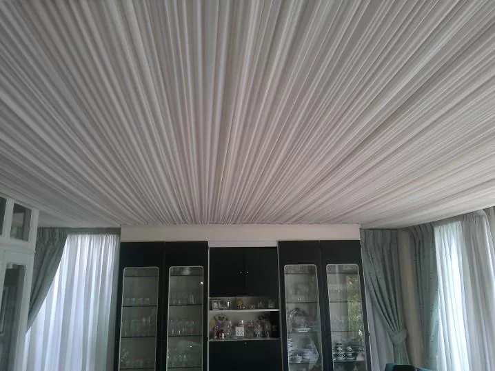 A tented ceiling in a house